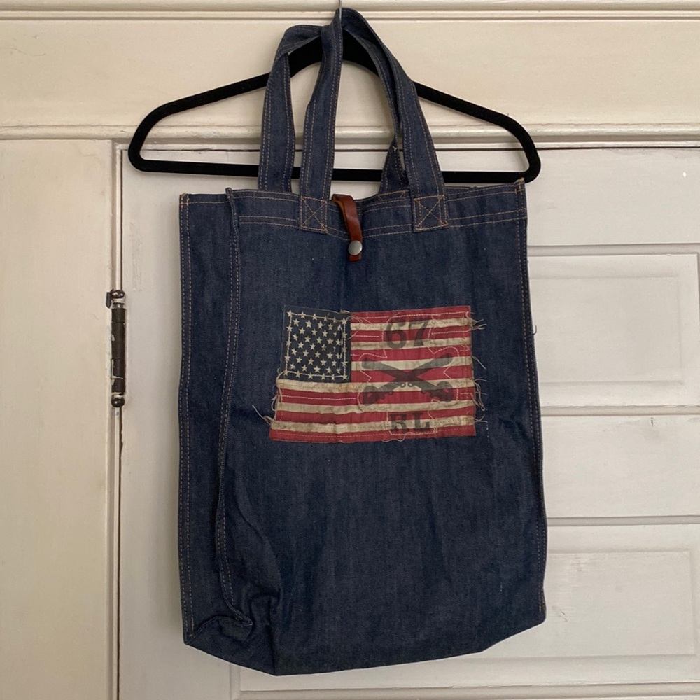 Denim tote bag with Ralph Lauren patch